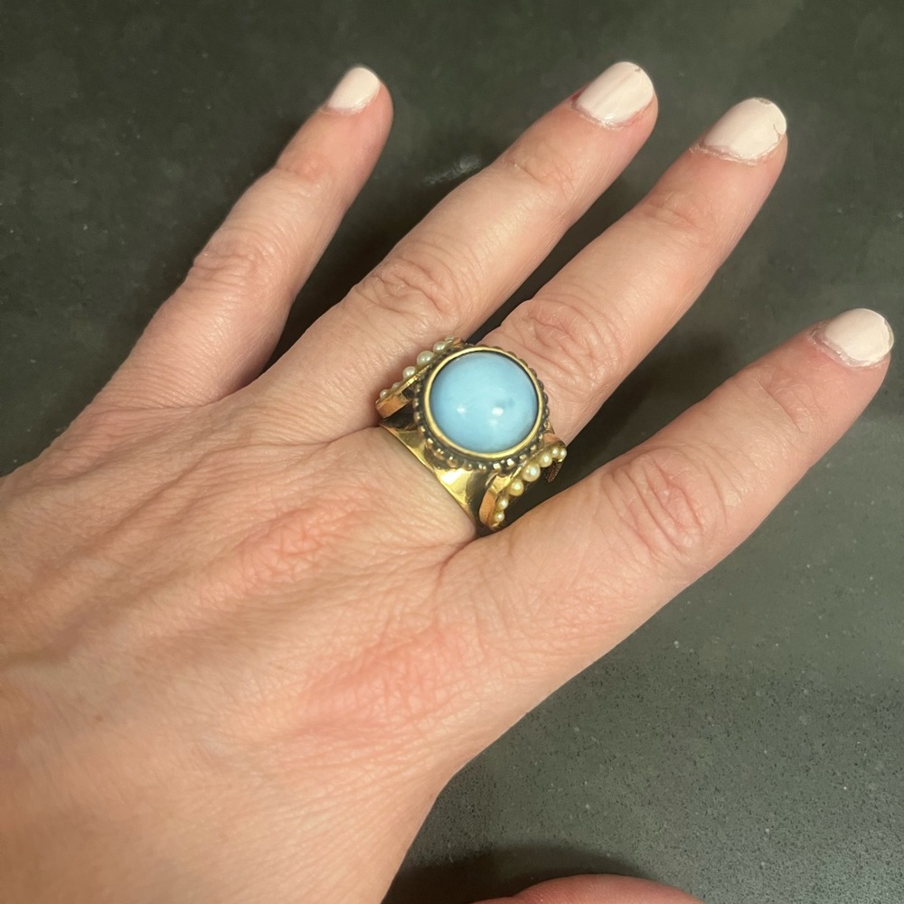 Ornate Gold and Blue Vintage-Inspired Ring. Bought in Florence, Italy.